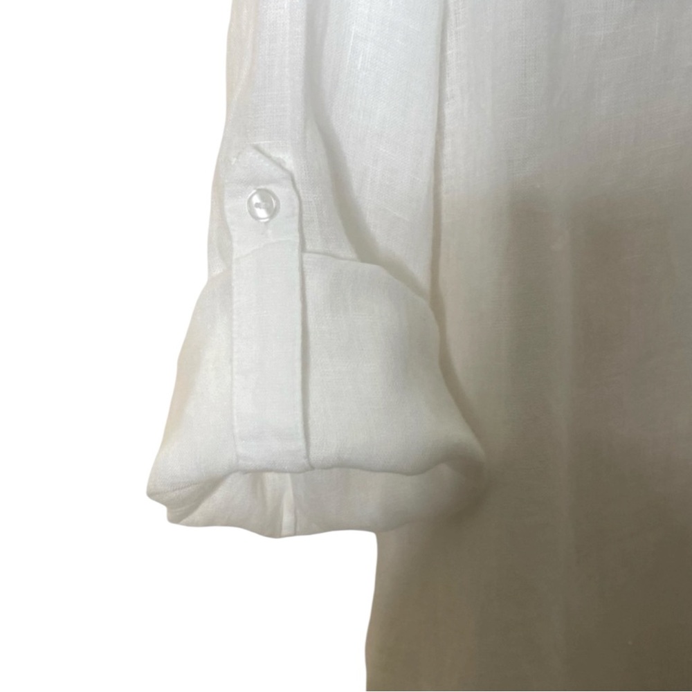 CHARTER CLUB 100% Linen Classic White Button-Front Shirt Size Medium - Picture 6 of 9